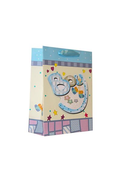 Parti Adresi Welcome Baby Baby Shower Boy Baby Cardboard Τσάντα δώρου 24x18x8 cm