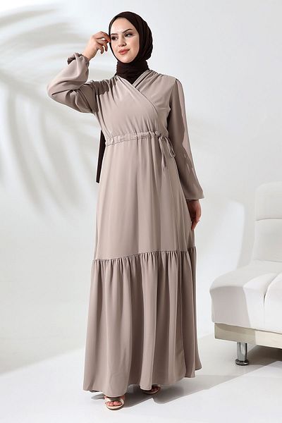 Berel Moda Stone Colored Frilly Hürrem Ferace