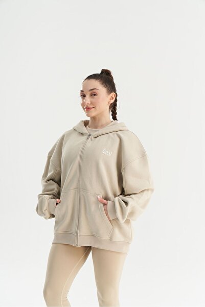 qlu Infinity Collection Unisex Μπεζ Oversize Ζακέτα