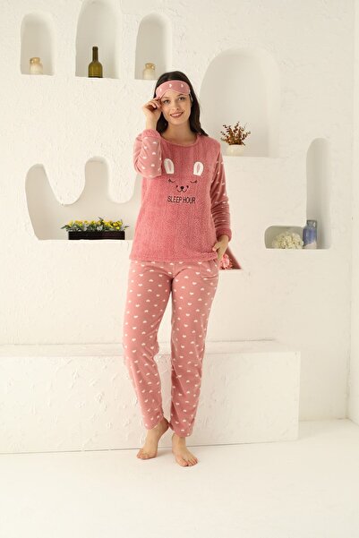 Akasya Kadın Uzun Kollu Cepli Polar Pijama Takımı 01894
