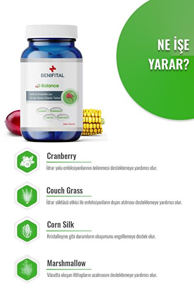Benifital U-Balance Tablet Kedi ve Köpekler için Üriner Sistem Destekleyici Vitamin Tablet
