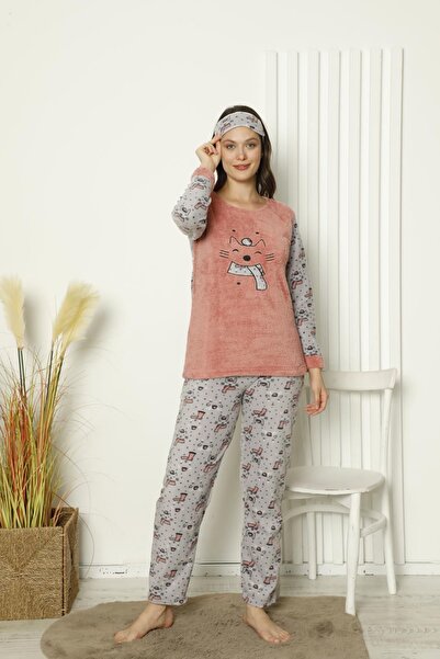 Akasya Kadın Cepli Kışlık Polar Pijama Takımı 2158