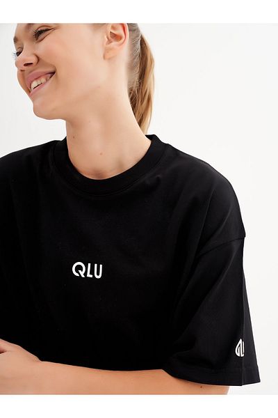 qlu Infinity Collection Unisex Μαύρο μπλουζάκι Oversize