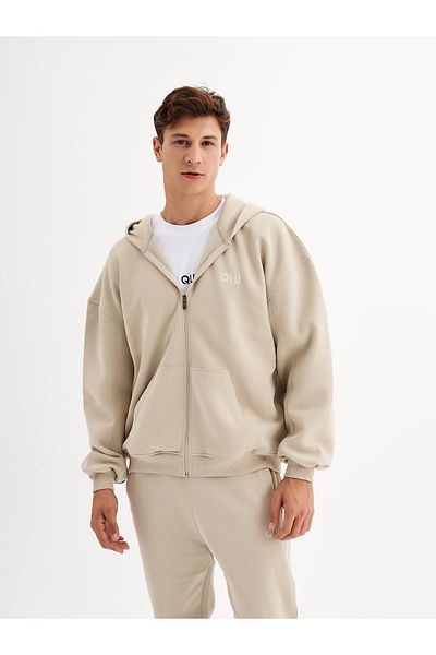 qlu Infinity Collection Unisex Μπεζ Oversize Ζακέτα