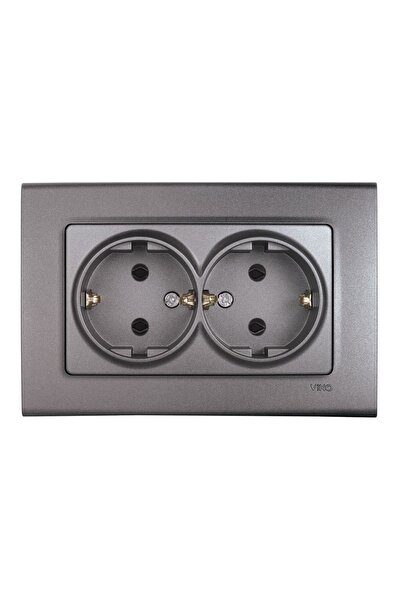 VİKO Linnera Life Granit Grisi Ikili Topraklı Priz Çerçeveli - 90442056
