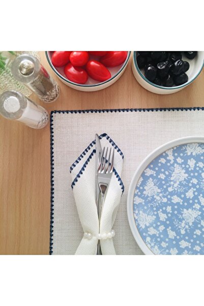 UKC Etamin Işlemelik Sunum Peçetesi - 6 Adet - 30x30 Cm - Lacivert