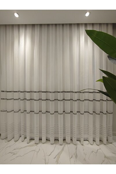 BNR HOME STORE Bnr Patterned Colorful Striped Non-Wrinkle Tulle 1/2,5 Pleat - Don't Want Ironing