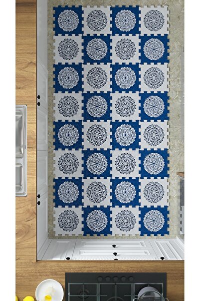 Genel Markalar Mavi Beyaz Mutfak Halısı , Puzzle Halı, Yapboz Halı, Mavi Halı Thm11 | Yapboz Halı | Puzzle Halı