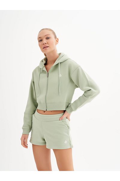 qlu Infinity Women's Water Green Crop Cardigan