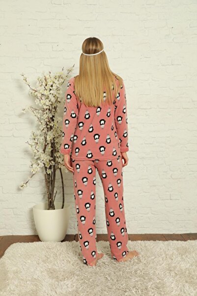 Akasya Kadın Uzun Kollu Cepli Polar Pijama Takımı 01894