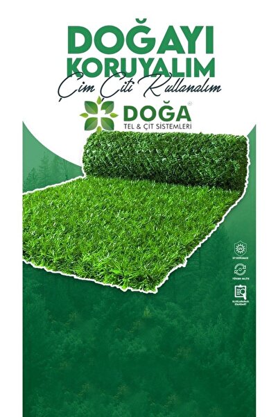 DOĞA ÇİM ÇİT 50 Cm X 5m Çim Görünümlü Bahçe Çiti Fabrikadan 1.kalite Çimenli Tel Çimçit Dekoratif Çimli Yeşil Çit