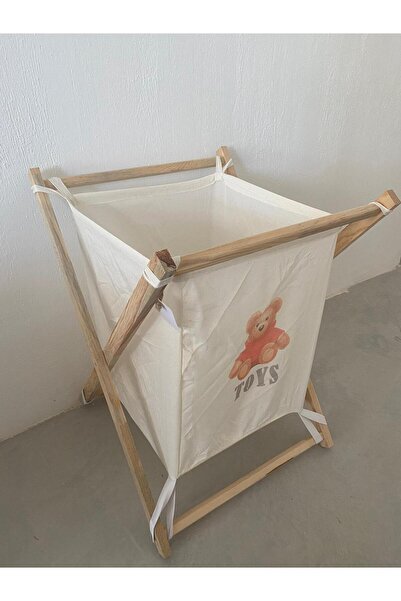 Sooboho&Soomood Sooboho Ahşap Desenli Bez Torba Çamaşır Sepeti