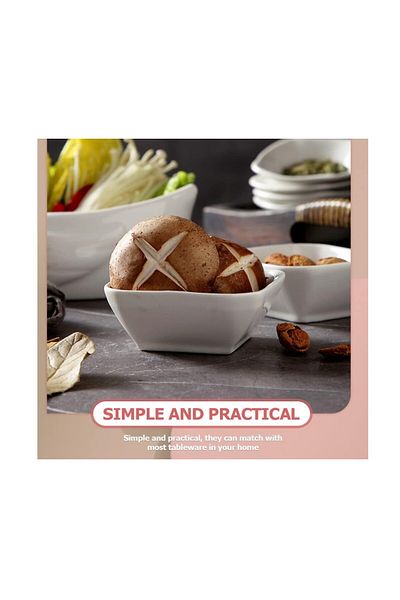 ultraform Porcelain Caprice Square Bowl 10x10cm Snack Bowl 4-Piece Kitchen Appliance Appetizer Presentation Plate Hotel Quality