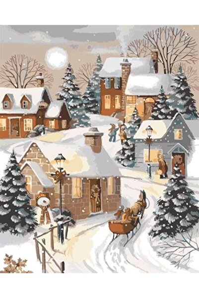 wombhobby Noel Neşesi Sayılarla Boyama Seti 40x 50 Cm ( Tuval Şasesine Gerili)