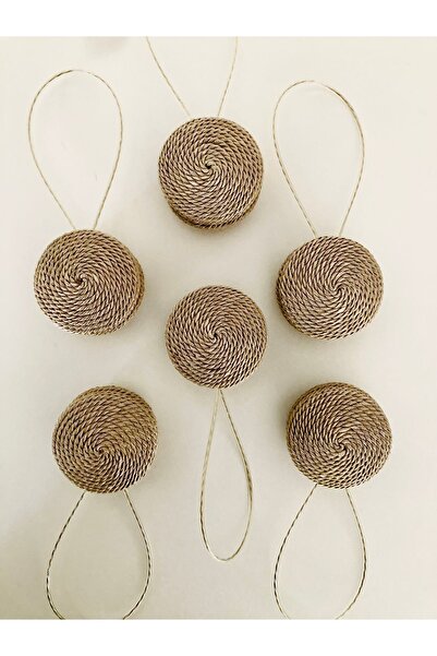 FEDA İSTANBUL Mıknatıslı Perde Mandalı İp Sarmalı 6 lı Yuvarlak Vizon