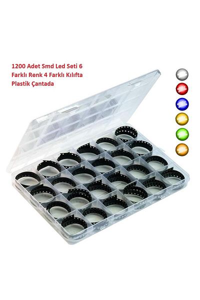 Hatfon Elektronik مجموعة 1200 SMD LED - 6 ألوان مختلفة، 4 أكياس بلاستيكية مختلفة