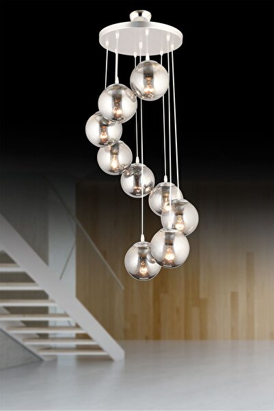 Genel Markalar Sarkıt Tepsi Krom  9'li Füme Glop Camlı Düz Aşağı Bakan Lüks A...