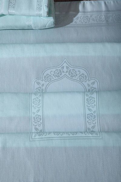 sarra Σετ 3 χαλιών Etamine με κρόσσια - Water Green