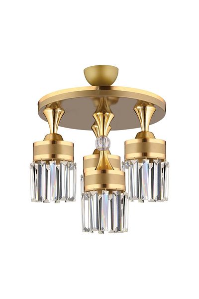 KARDELEN AYDINLATMA AVİZE Nairobi 4-Piece Antique Plafonier Crystal Stone Yellow Striped Cylinder Downward Facing Luxury Chandelier