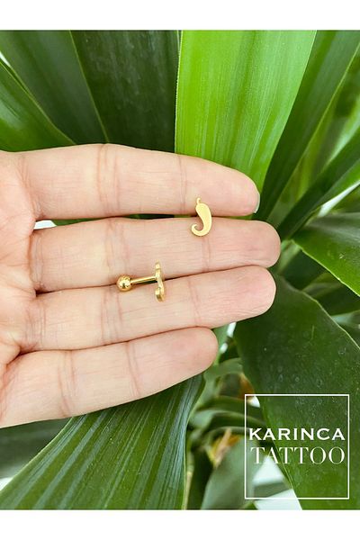 Karınca Piercing Gold Color Pepper Motif Ear Helix Flat Conch Lip Ear Earring Tragus Piercing