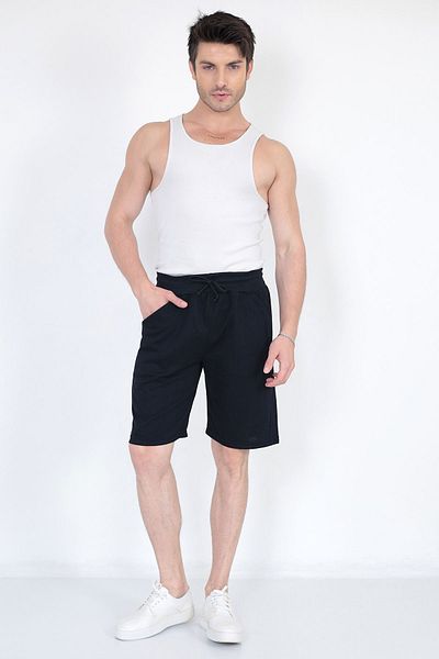 KonForYou Black Cotton Comfortable Plus Size Unisex Shorts