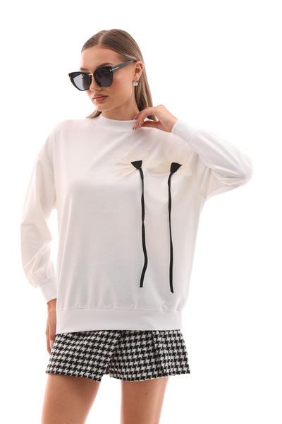 Pulli Collection Φούτερ με απλικέ με σχέδιο Daisy