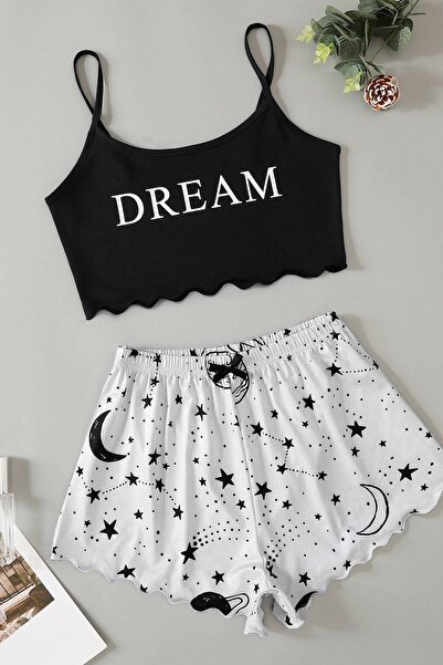 PEMBİŞ HOMEWEAR Kadın Siyah 2 Li Penye Şort Pijama Takımı