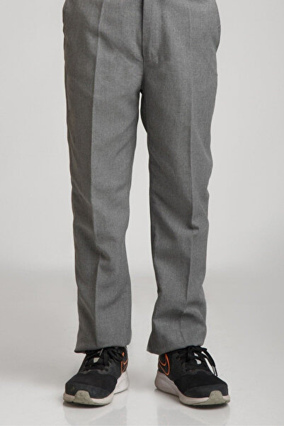 YAKAMEL Gray Flexible and Comfortable Children's School Pants - Lace-up Waist