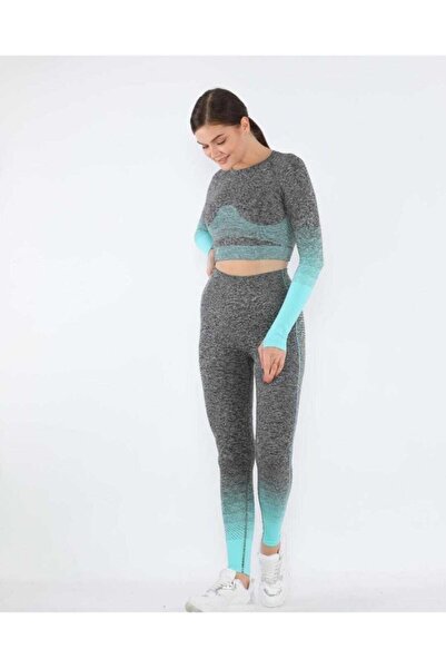 MAGZA Gray Water Green Recovery Push Up Long Leggings Set