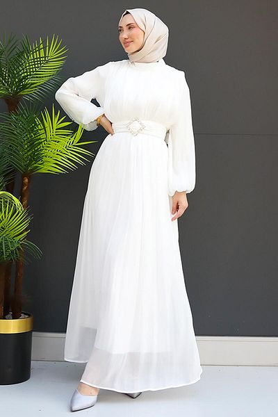 GİZ AGİYİM White Hijab Ahude Dress