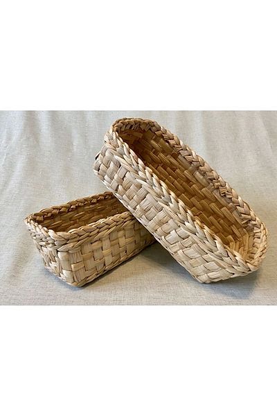 AFRALYAHOME Bamboo Wicker Bread Bowl Presentation Kitchen Organizer Sauce Bowl Oil Pot Washable Multi-Purpose Basket Flower Pot