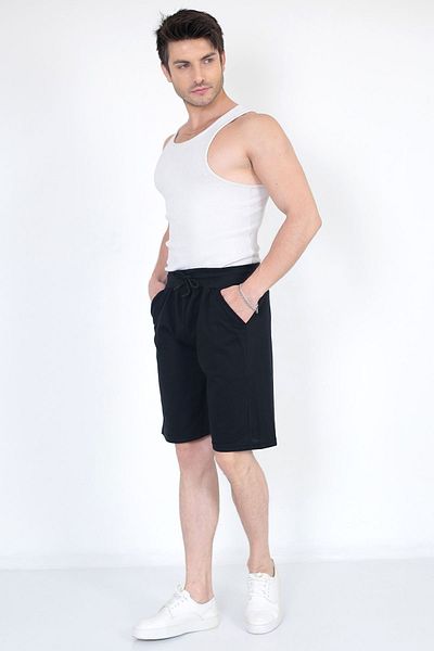 KonForYou Black Cotton Comfortable Plus Size Unisex Shorts