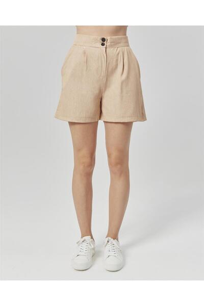 Nuseel Beige High Waist Atlantis Bermuda Shorts