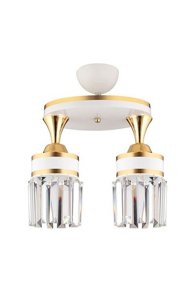 KARDELEN AYDINLATMA AVİZE Nairobi 2-Piece White Placemat with Crystal Stone and Yellow Strip Cylinder Downward Facing Luxury Chandelier