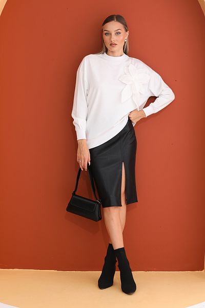 Pulli Collection Γυναικείο φούτερ New Season - Λευκό Floral Απλικέ