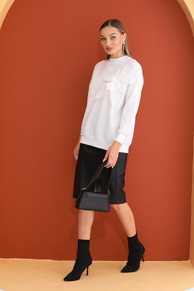Pulli Collection Γυναικείο φούτερ New Season - Λευκό Floral Απλικέ