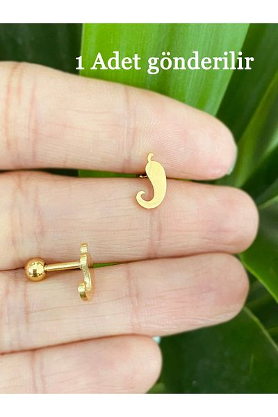 Karınca Piercing Gold Color Pepper Motif Ear Helix Flat Conch Lip Ear Earring Tragus Piercing