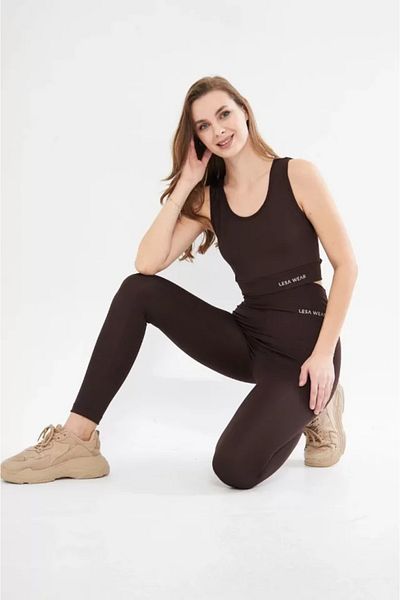 Moka Shopin MokaShopin Coffee Color Diving Cropped Tights Set