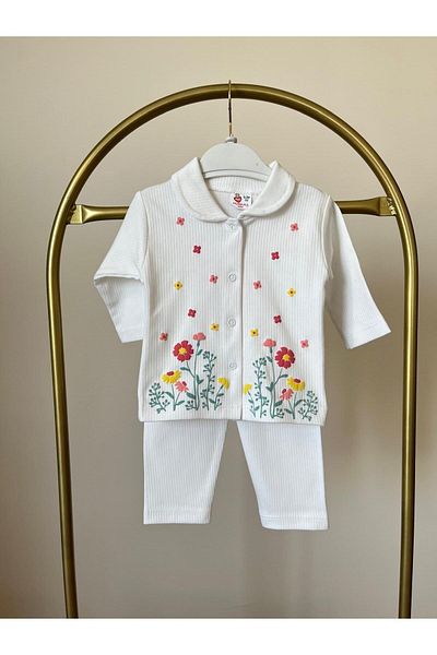 MBK GARDEN Cotton Floral Patterned 2-Piece Set for Newborn/3-6 Months Baby Girl