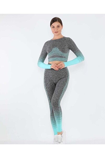 MAGZA Gray Water Green Recovery Push Up Long Leggings Set