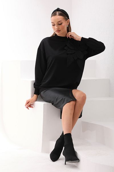 Pulli Collection Hanorac de damă sezon nou - cu aplicații cu flori albe