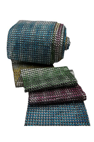 BukiroAtelier Shiny Enli Decorative Rhinestone Ribbon - Multicolored, 2 meters, 11 cm