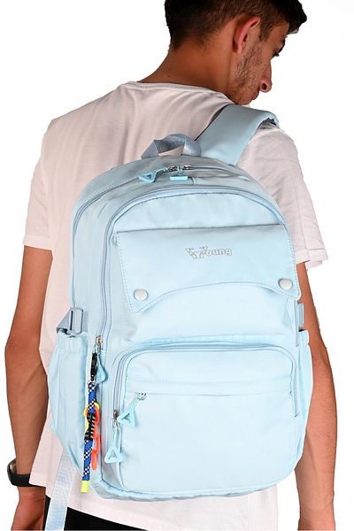 ÇÇS Young 51584 - Μεγάλος όγκος Μπλε σχολικό σακίδιο πλάτης με αντιιδρώτα και υποστήριξη πλάτης