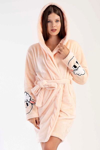 VİENETTA Welsoft Hooded Long Sleeve Women's Dressing Gown - 303080