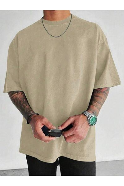 NO 601 Ανδρικό μπλουζάκι Oversize σε μπεζ χρώμα - Insomnia Back Printed
