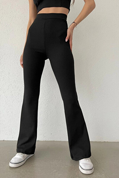 PUCKA FASHION Yüksek Bel Toparlayıcı Premium Likralı Kumaş İspanyol Paça Tayt...
