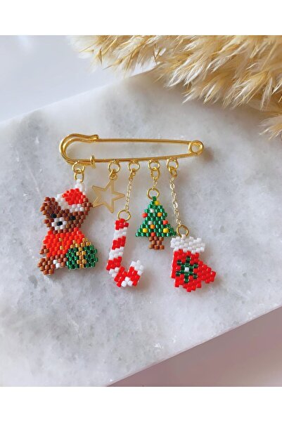 SEARD Miyuki Ayıcık Eldiven Baston Şeker ve Çam Ağacı Yılbaşı Noel İskoç İğne...