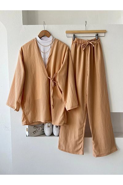 ENDAMIM Seersucker Laced Casual Set