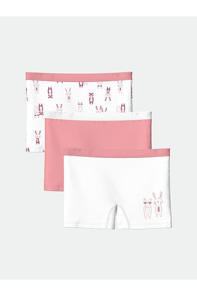 LC Waikiki Lcw Kids Ecru Printed Girl's Boxer 3-Piece