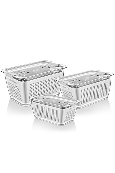 Lossa مجموعة من 3 منظمات للثلاجة مع مصفاة ومقصورات وحاويات تخزين المنتجات الط...